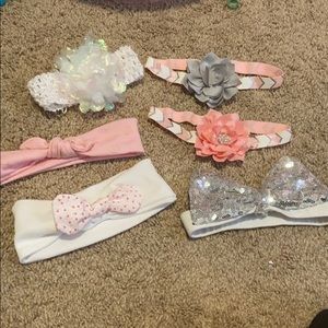 Pink and white head band lot